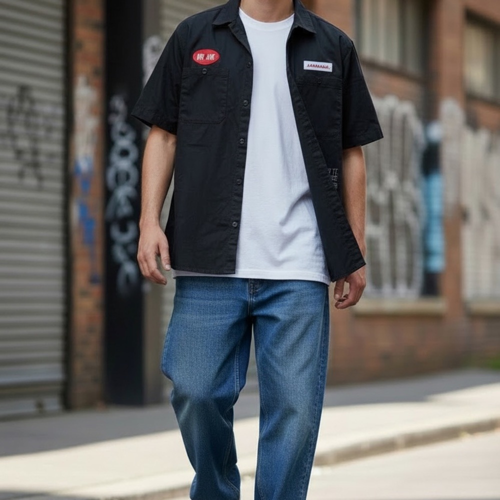 Vintage Airwalk Black Short Sleeve Button-Up Shirt